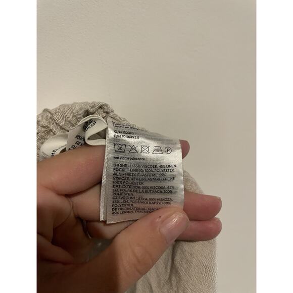 H&M Women's Wide‎ Leg Casual Pants, Light Khaki, XL Linen Blend - Picture 5 of 6